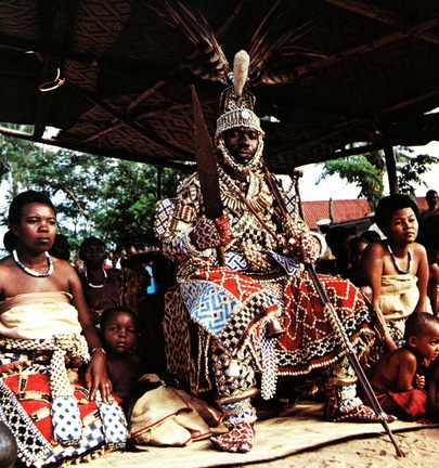 Kuba peoples, D.Rep. of the Congo, king in regalia.
