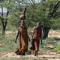 Turkanafrauen-mit-Wasser-gefüllten-Kalebassen